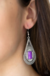 Paparazzi Earrings - Deco Dreaming - Purple