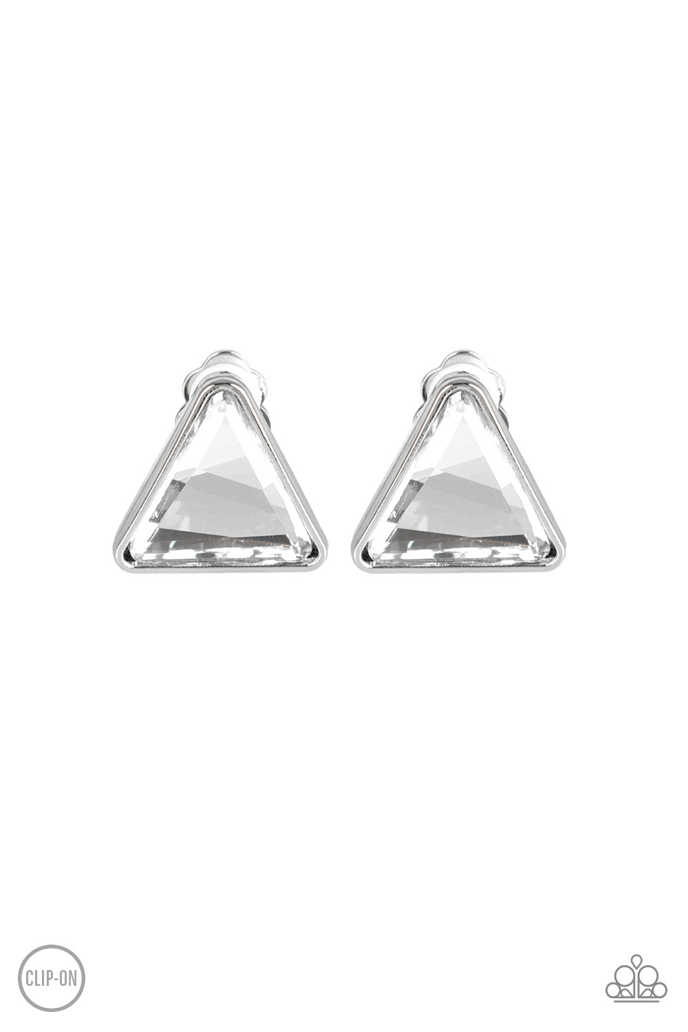 Paparazzi Clip Earrings - Timeless In Triangles - White