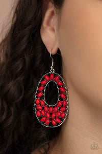Paparazzi Earrings - Beaded Shores - Red