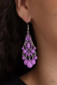 Paparazzi Earrings - STAYCATION Home - Purple